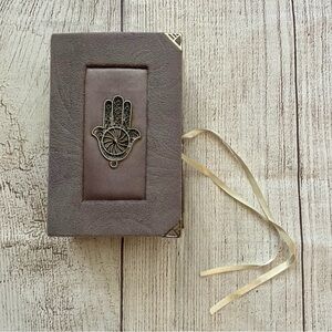 HAMSA HAND Velvet Grey Trinket Box with Ties